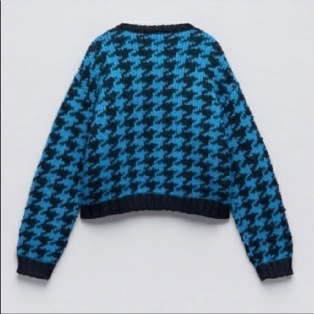 NEW Zara Houndstooth Knit Cardigan Small - Picture 3 of 13